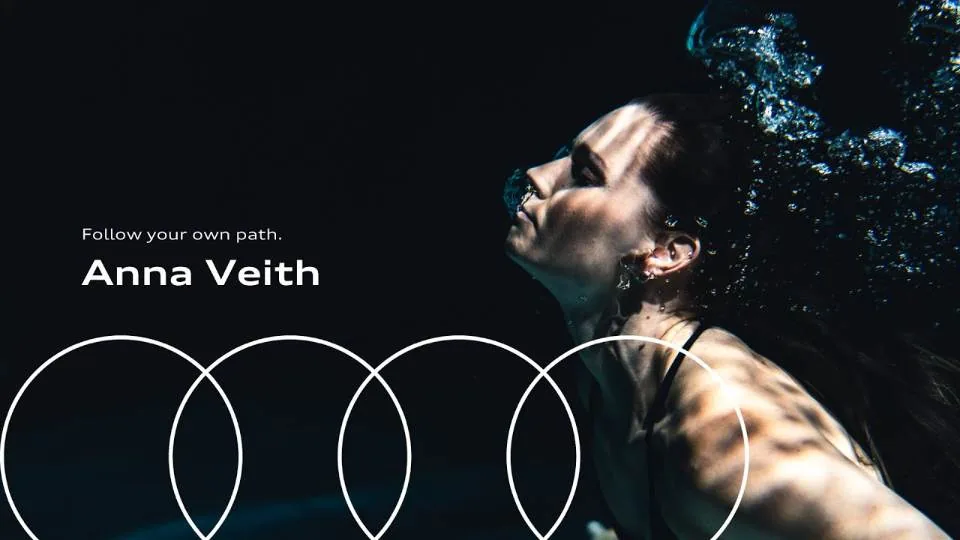 Ski racer Anna Veith underwater in the Audi Austria film Follow your own path